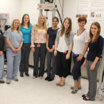 L to R:  Erin Baker, MS (Engineer, POP site co-coordinator); Abigail Davidson (Engineering intern, POP volunteer); Meagan Salisbury (Engineer, POP volunteer); Mackenzie Fleischer (Summer cycle laboratory volunteer, POP graduate); Harshita Pinnamaneni (Laboratory intern, POP graduate); Kelley Park (Summer cycle laboratory volunteer, POP graduate); Rachel Rohde, MD (Orthopaedic surgeon, POP site co-coordinator); Denise Koueiter (Engineer, POP volunteer)